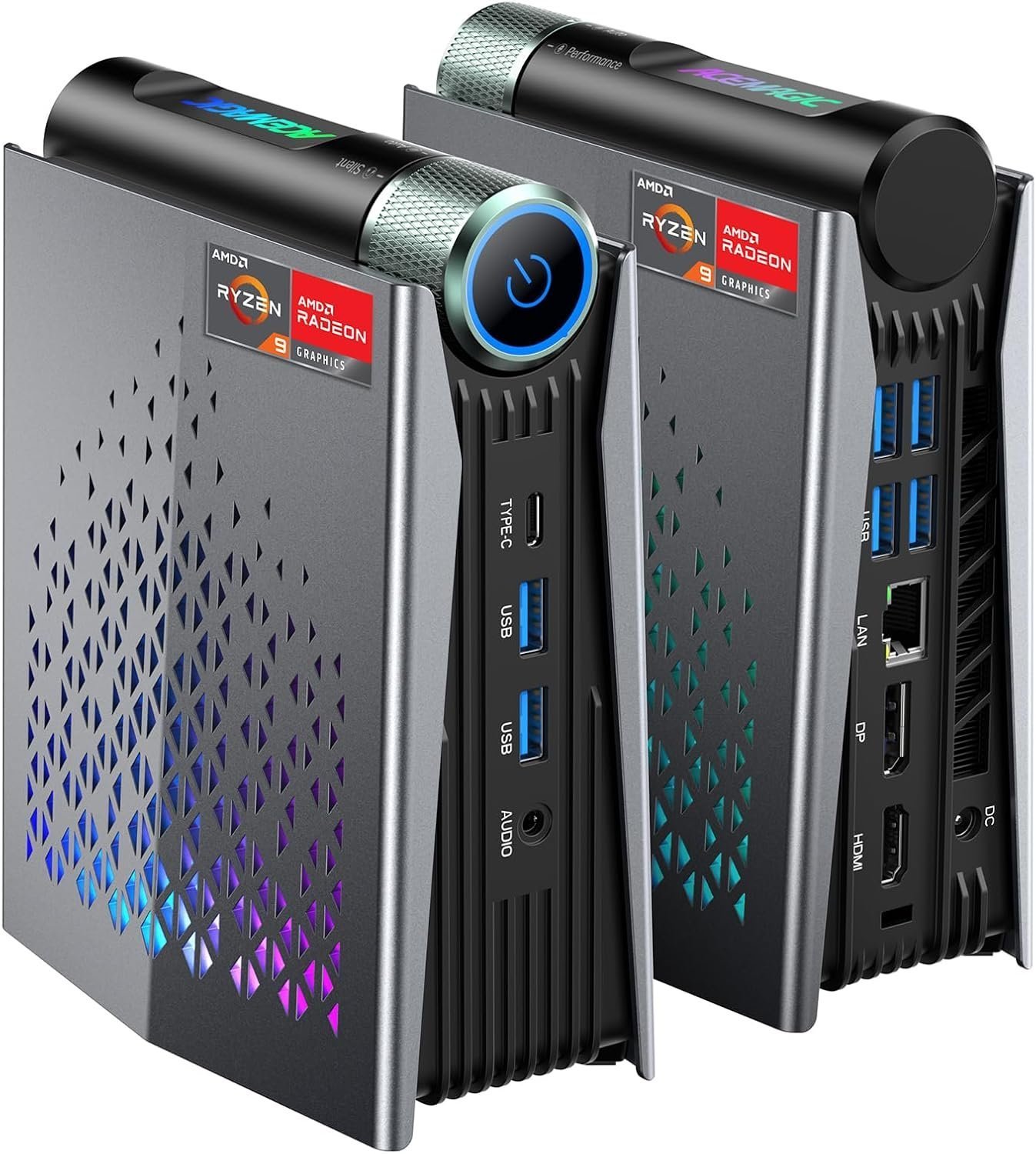 ACEMAGICIAN S3A Mini Gaming PC, Ryzen 9 6900HX, 16GB DDR5 512GB NVMe SSD, Mini Computers with AMD Radeon Graphics RGB Lights | WiFi6 | BT5.2 | Dual Fan | 3 Modes Mini Desktop | Up to 4.9Ghz
